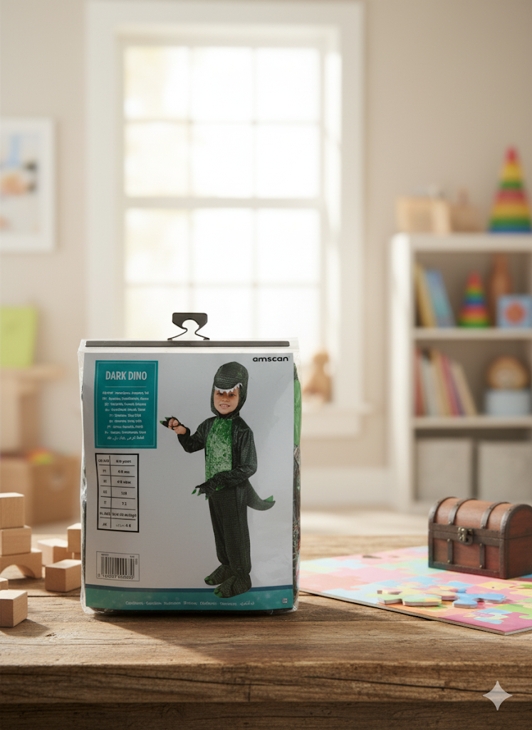 Amscan Dark Dino, Kinderkostüm, Größe 128